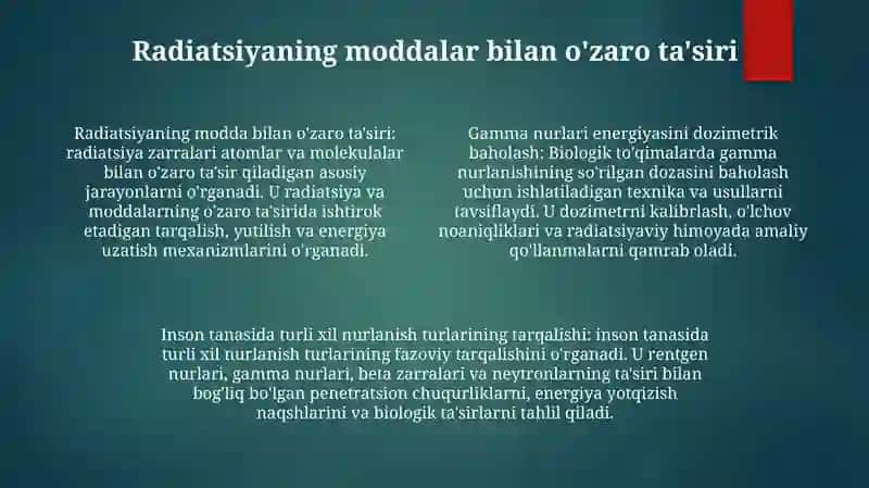 Yutilgan Nurlar Energiyasini Dozimetrik Baholash Turli Nurlarni Odam Tanasida Taqsimlanishi 3