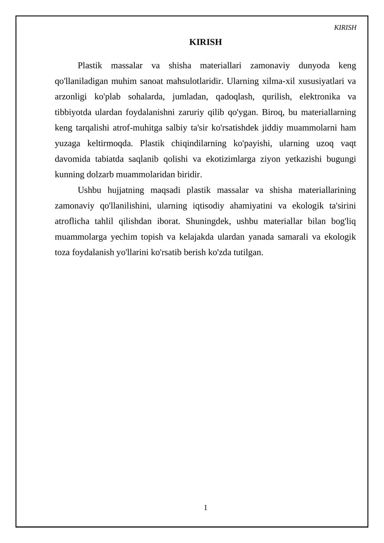Plastik massalar va shisha materiallari 3