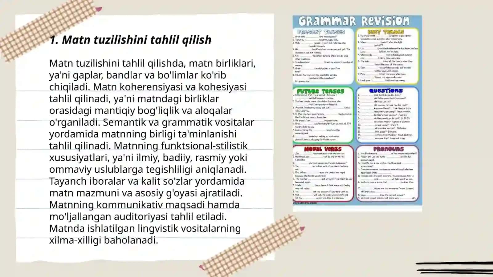 Matn bilan ishlash uchun topshiriqlar ishlab chiqish 3