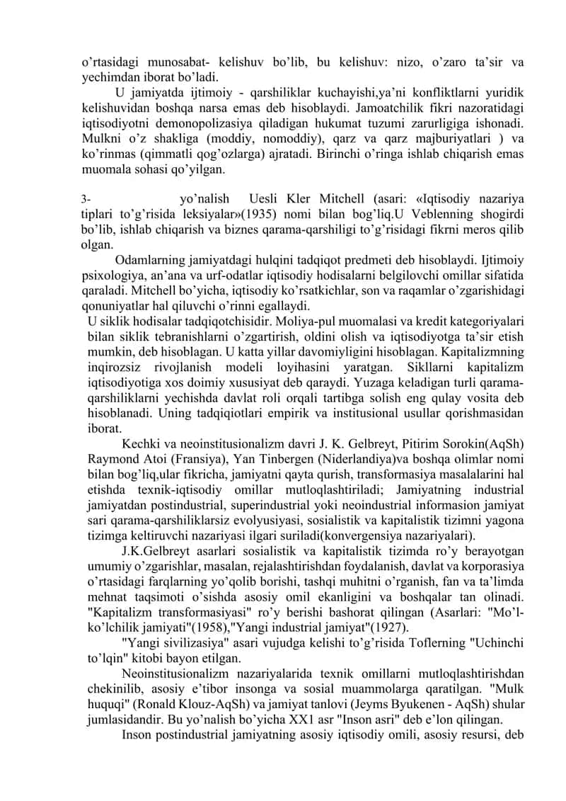 HOZIRGI ZAMON IQTISODIY TA’LIMOTLARNING ASOSIY YO’NALISHLARI MUSTAQIL TA'LIM 3