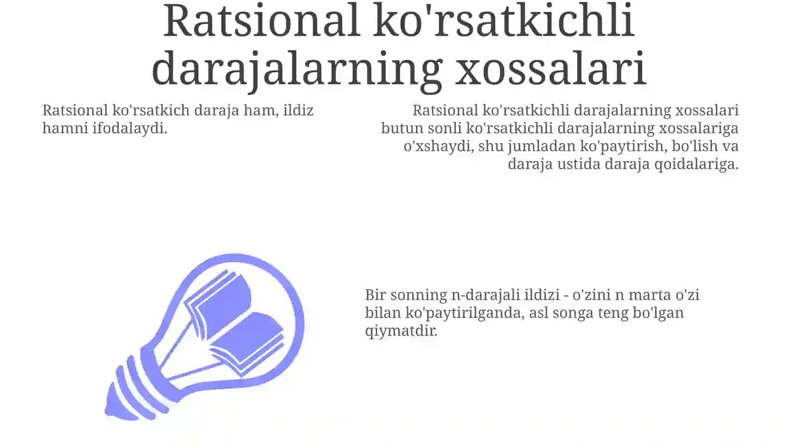 Ratsional Ko'rsatkichlar va Ularning Xossalari 3