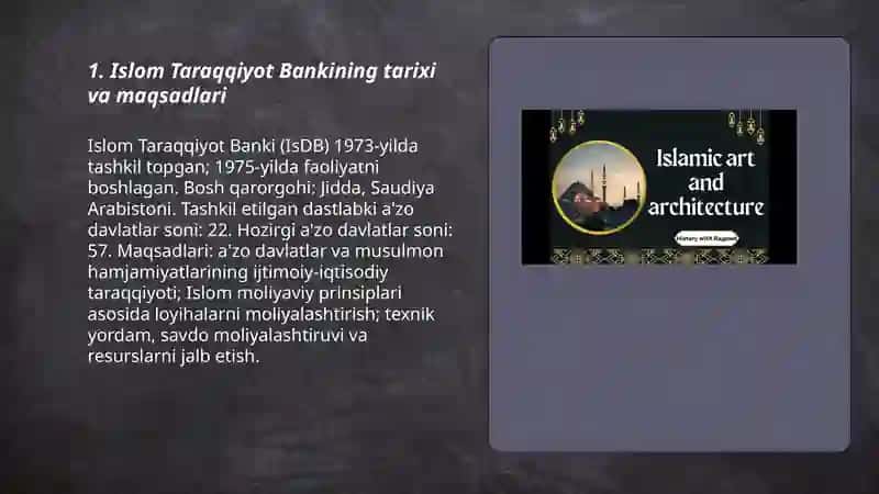 Islom Taraqqiyot Bankining tarixi va maqsadlari 3