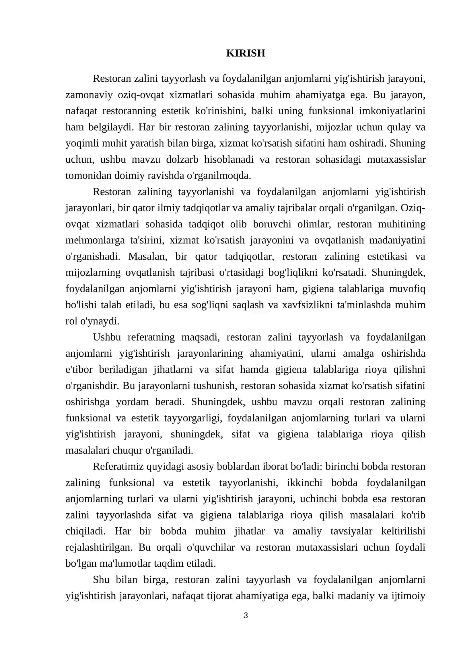 Restaran zalini tayyorlash va foydalanilgan anjomlarni yigishtirish 3
