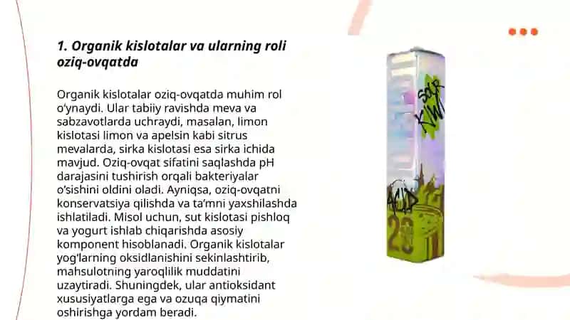 Organik kislotalar va ularning roli oziq-ovqatda 3