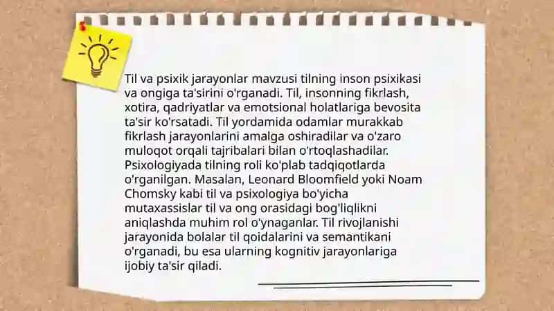 Psixik jarayonlar shakllanishida tilning ahamiyati 3
