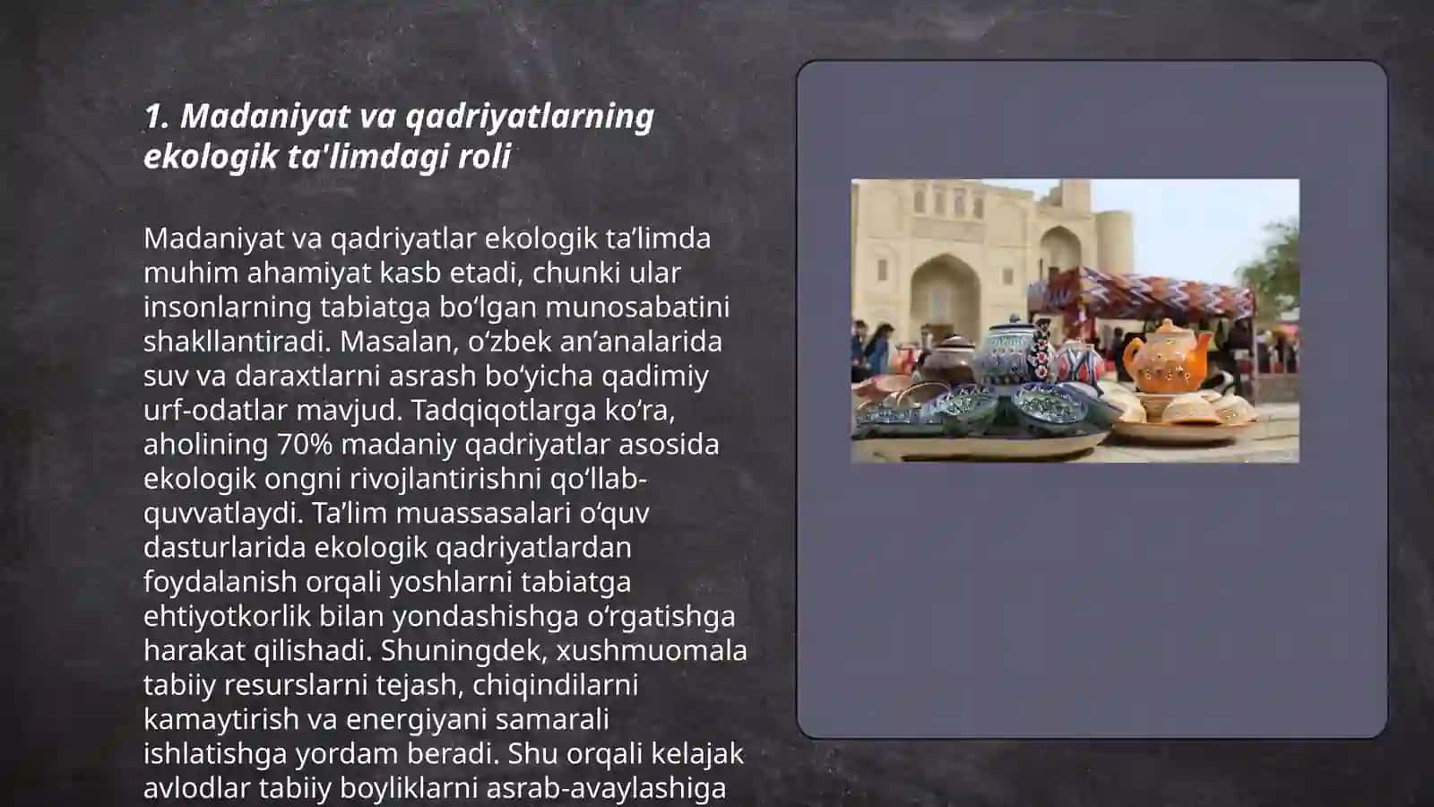 Axloqiy va ekologik masalalarni yoritishda madaniyat va qadriyatlarning o'rni va ahamiyati 3