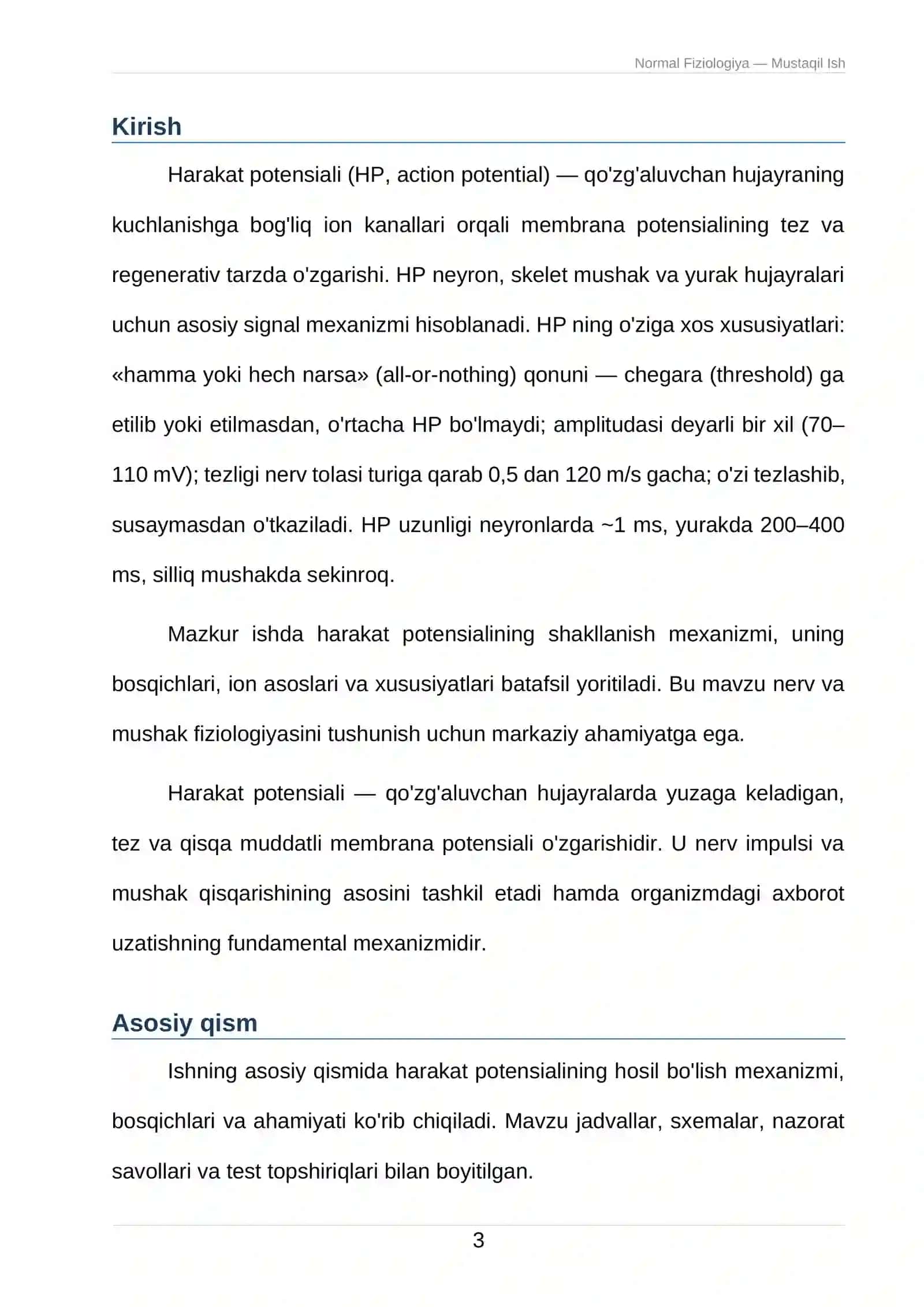 Harakat potensiali va uning shakllanish mexanizmi 3