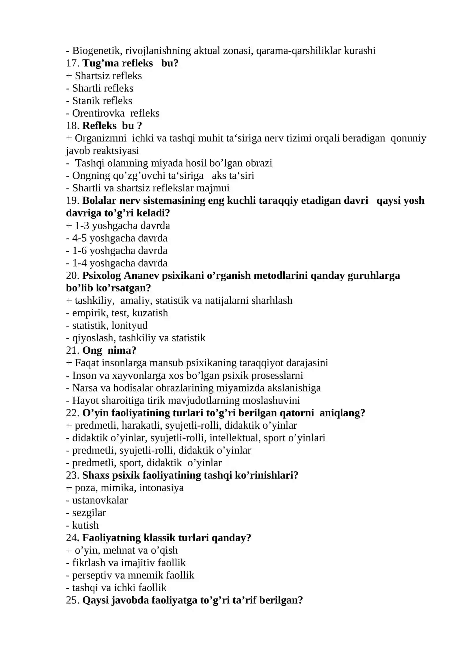 “Umumiy va sport psixologiyasi” fanidan yakuniy nazorat uchun savollar jamlanmasi 3