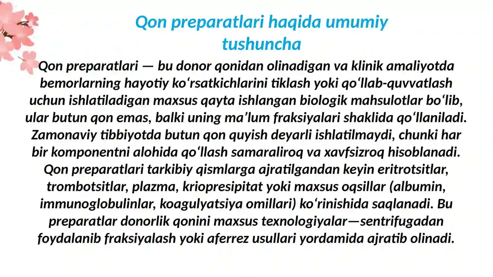 Qon Preparatlari va Qon Komponentlari 3