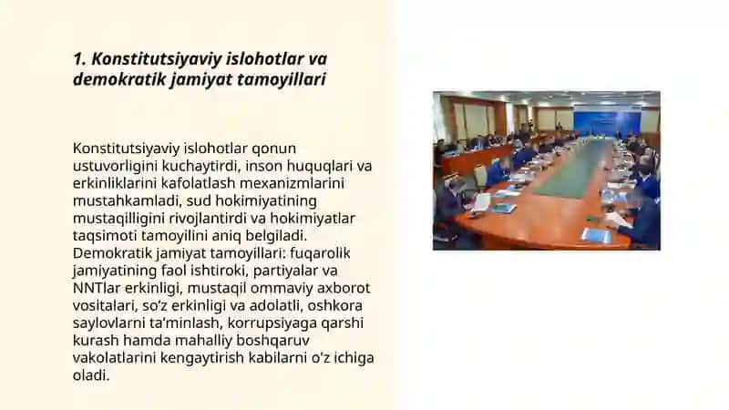 O’zbekistonda demokratik fuqarolik jamiyati asoslarining shakllanishi amalga oshirilgan siyosiy islohatlar 3