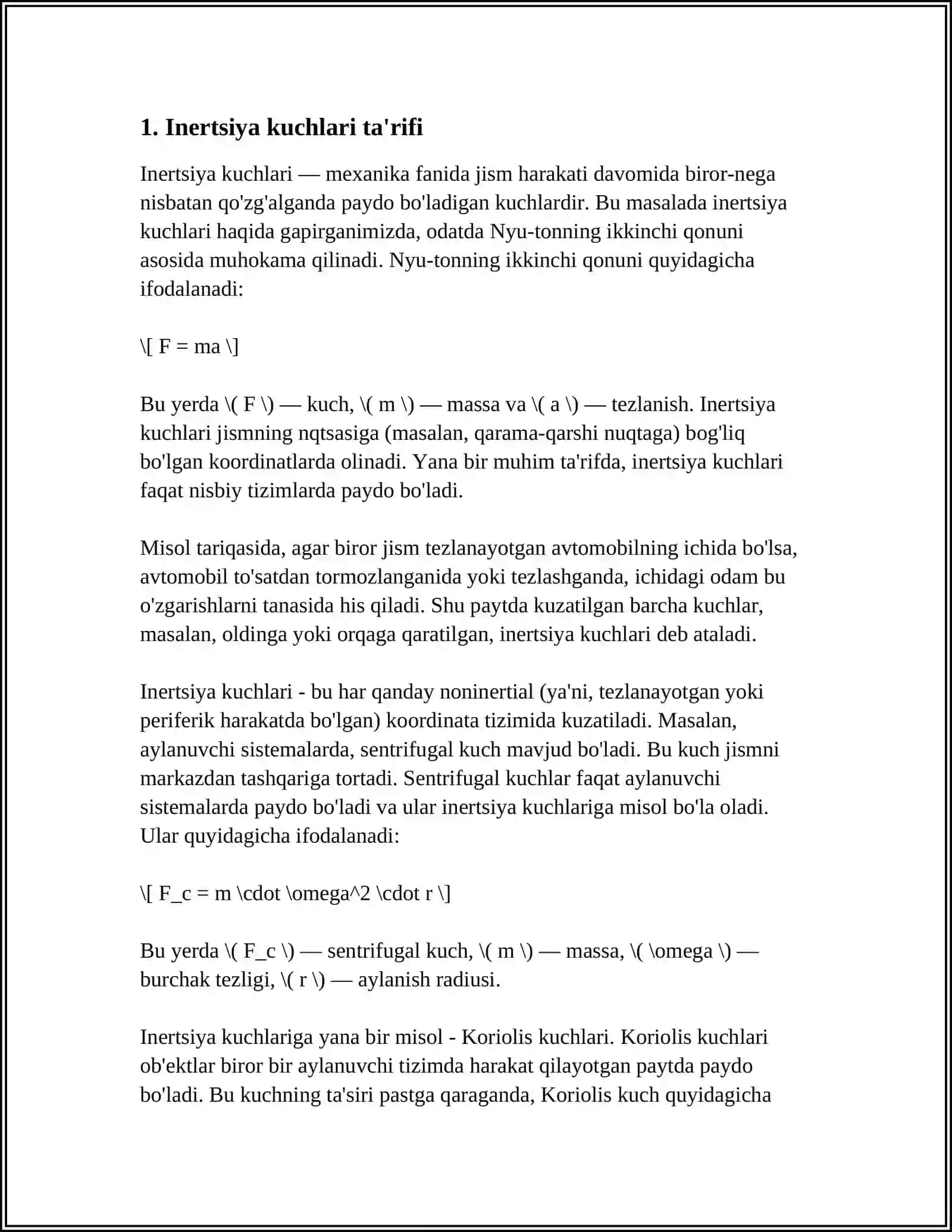 NOINERSIAL SANOQ TIZIMLARDAGI INERSIYA KUCHLARI 3