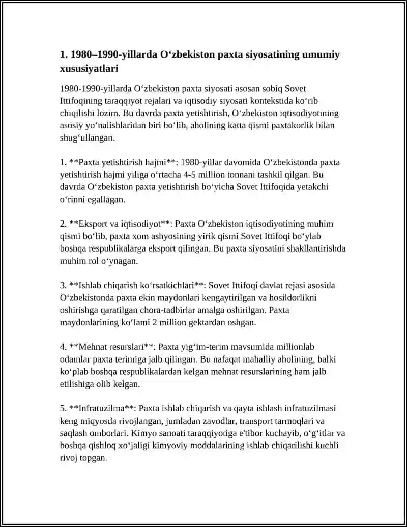 80 90 YILLARDA PAXTA HOKIMIYATI MAVZUSIGA DOIR REFERAT 3