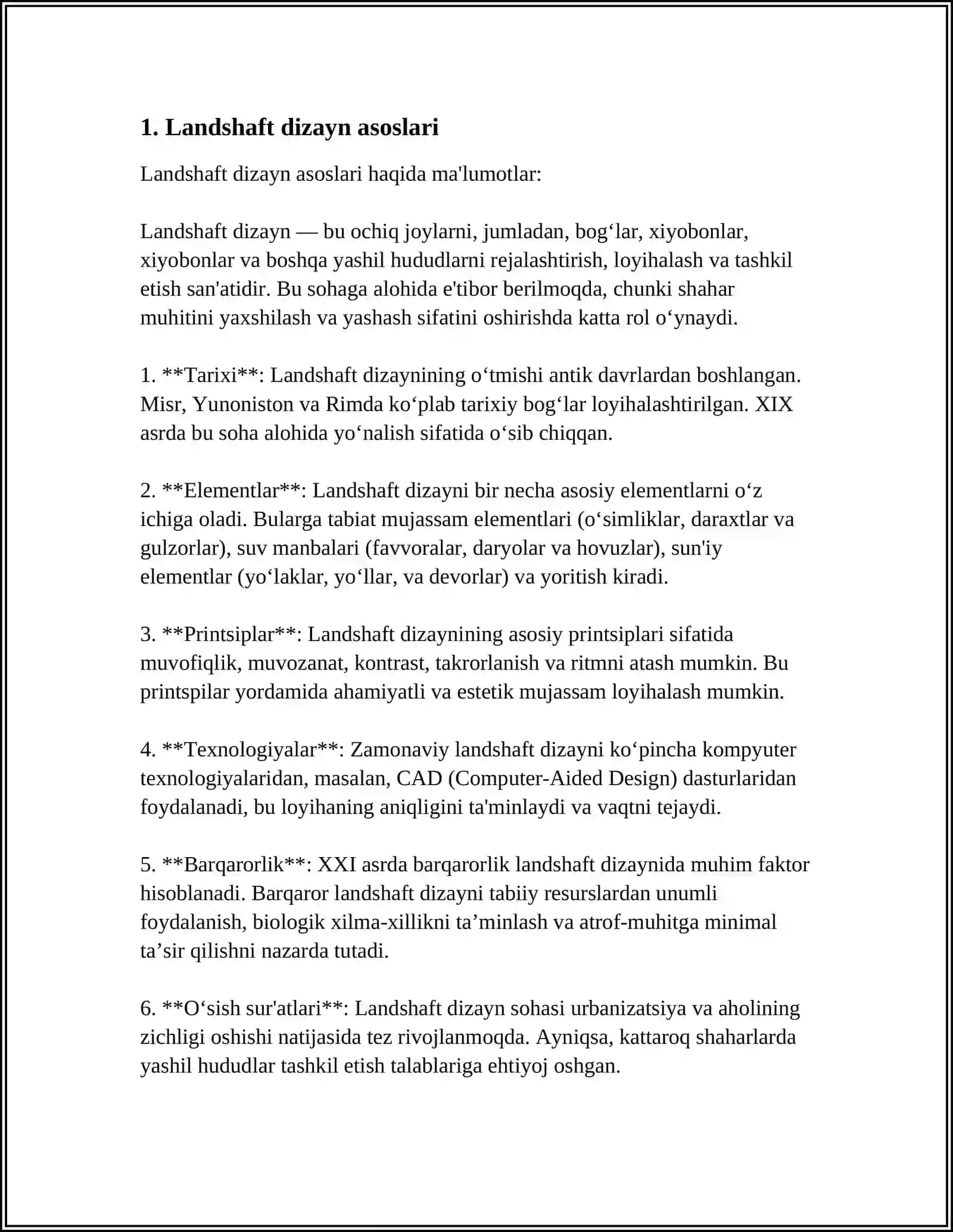 LANDSHAFTNIG ICHKI TUZULISHI 3