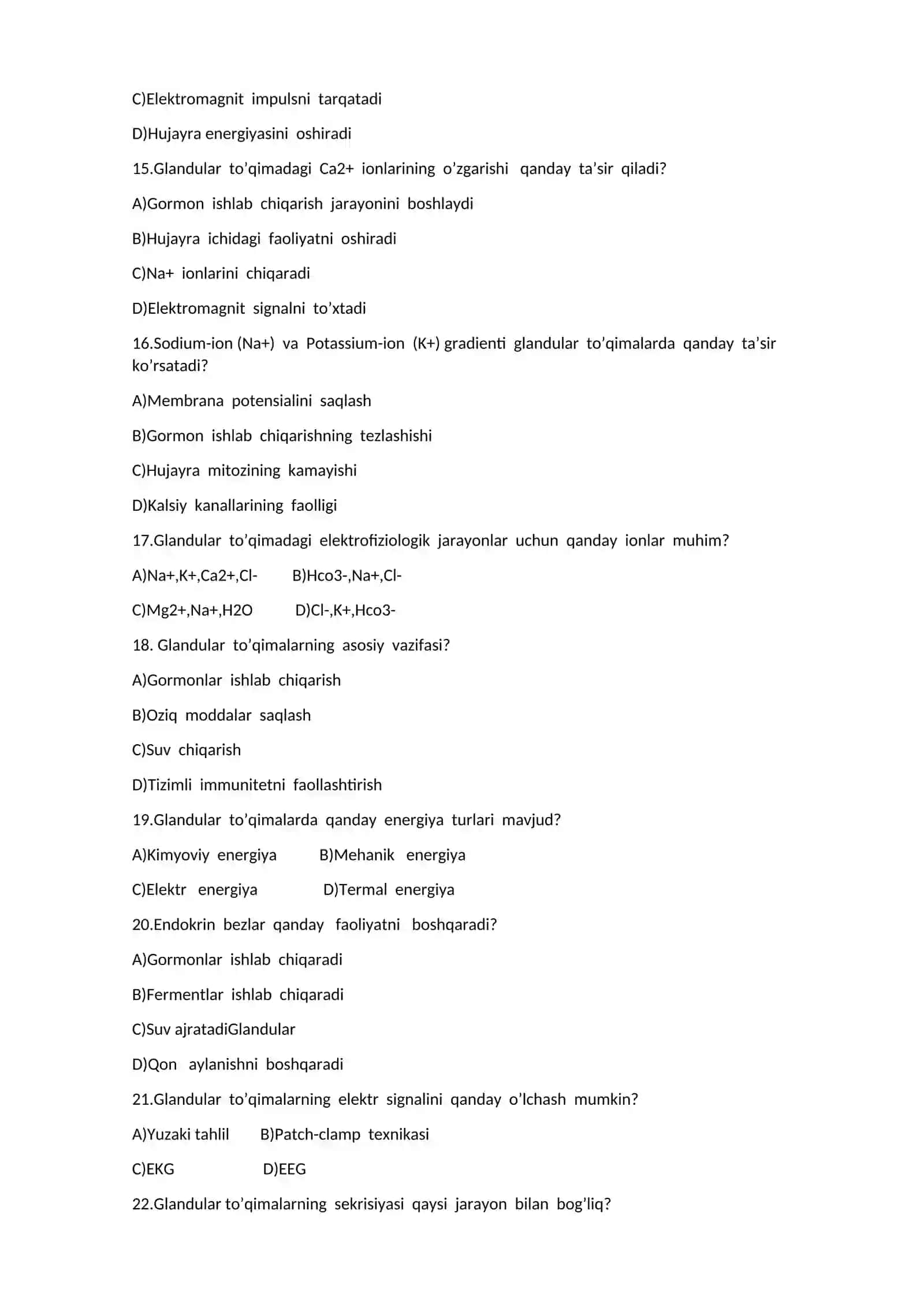 Glandular to’qimalarda Elektrofiziologiya 3