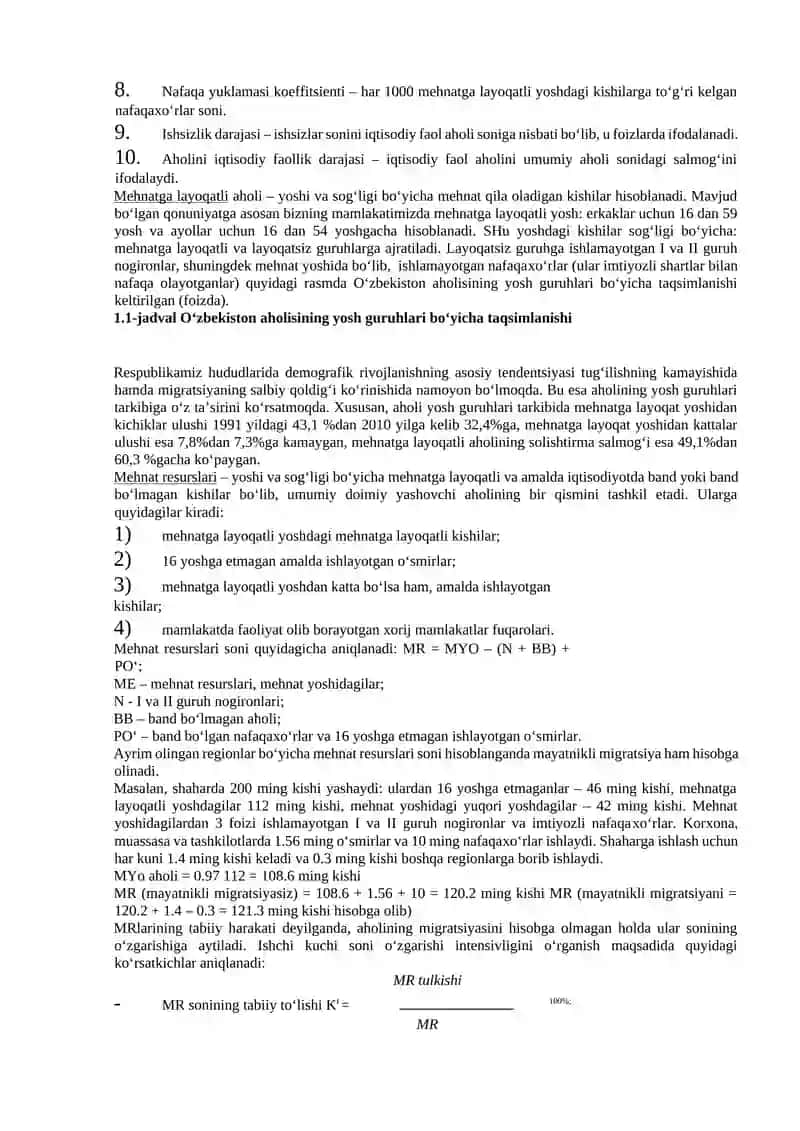 Mehnat bozori resurslari statistikasi 3