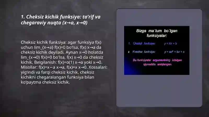 Cheksiz Kichik Funksiyalar va Ularini Taqqoslash 3