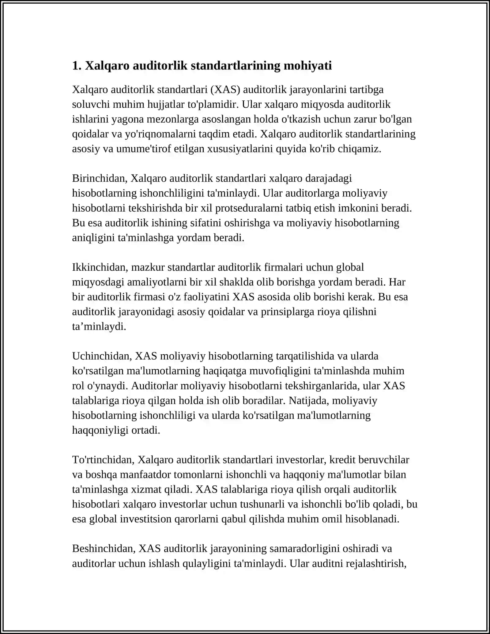 XALQARO AUDITORLIK STANDARTLARI VA ULARNING BANK AUDITINI O’TKAZISHDA QO’LLANILISHI 3