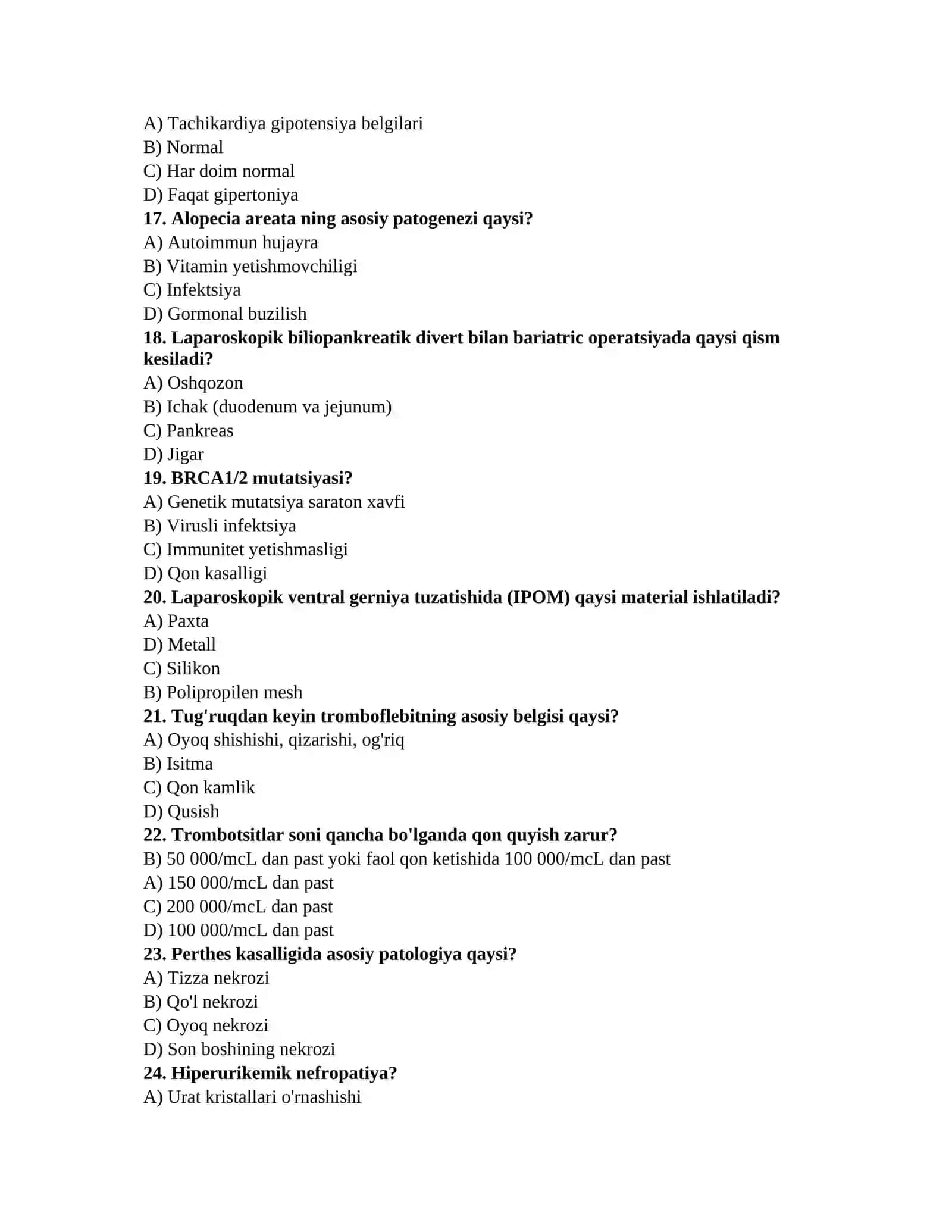 Tibbiy imtihon testlari 3