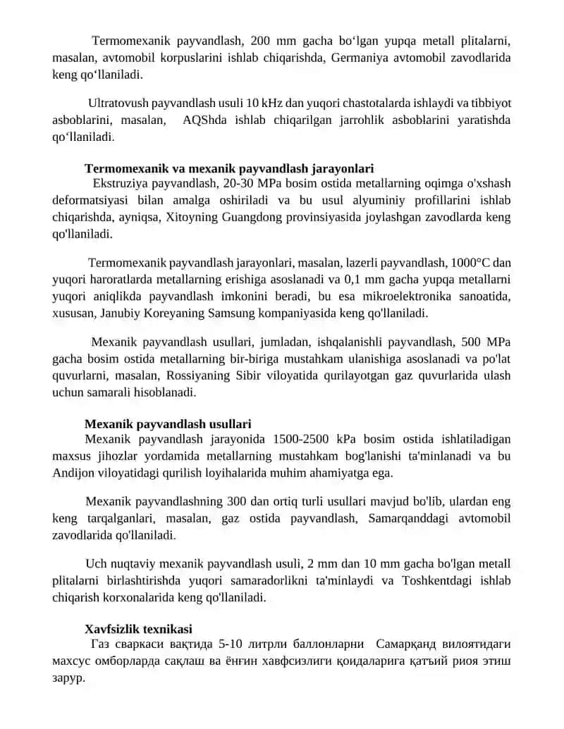 Termo-mexanik va mexanik payvandlash sinfi 3
