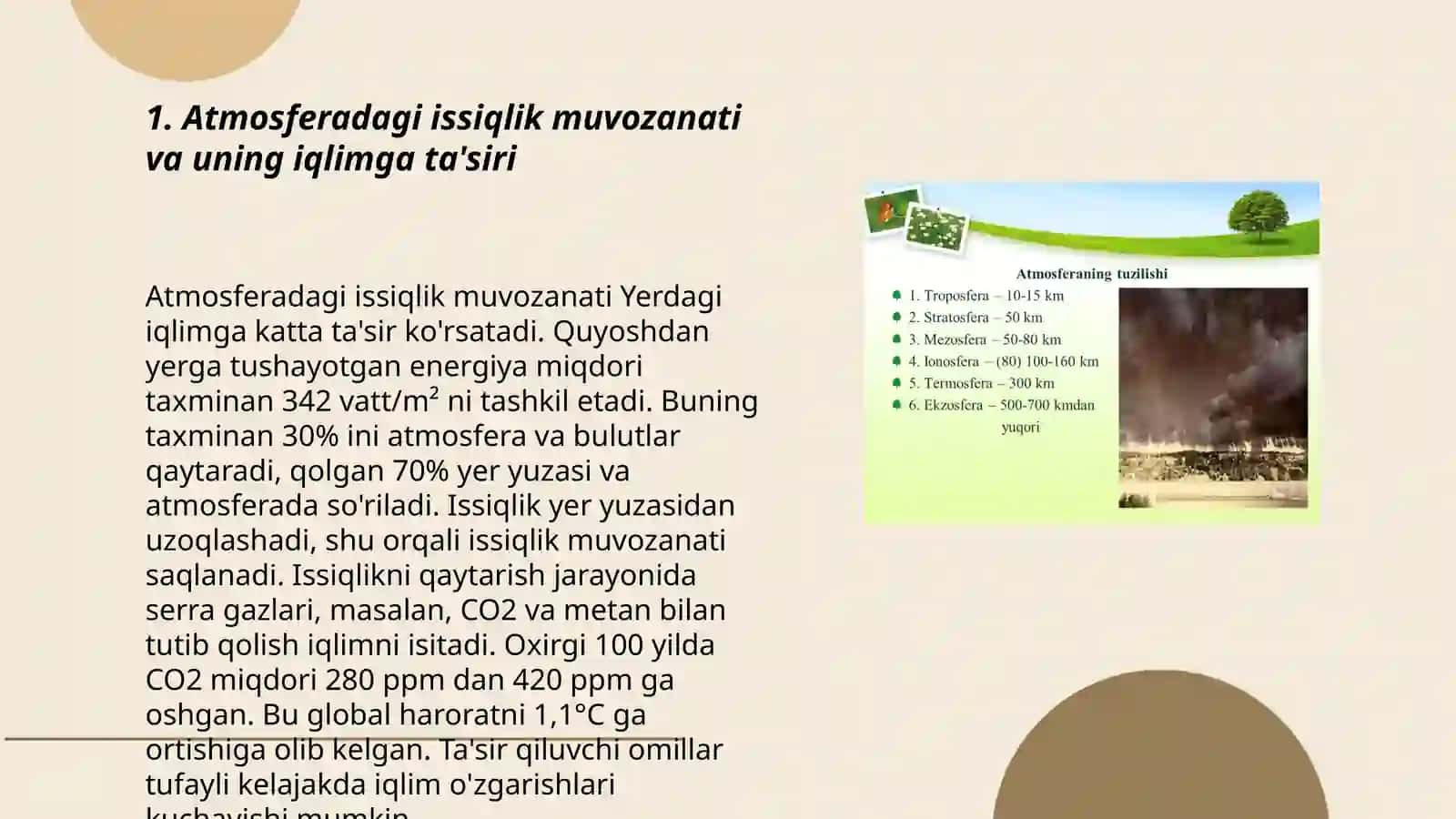 Atmosferadagi issiqlik muvozanati va uning iqlimga ta'siri 3
