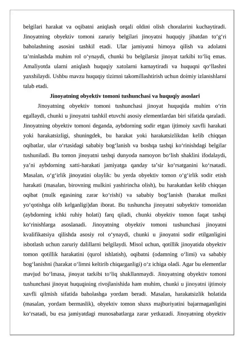 Jinoyatning obyektiv tomoni zaruriy belgilari 3