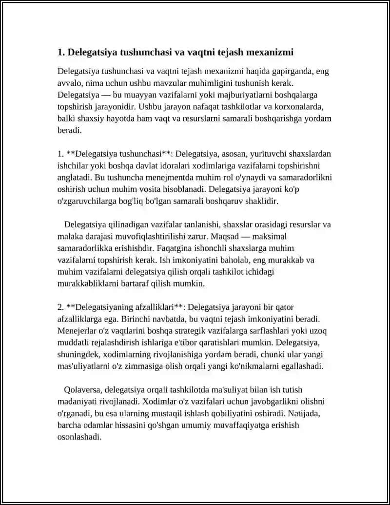 DELEGATSIYA (TOPSHIRIQ BERISH)-VAQTNI TEJASHNING SAMARALI VOSITASI SIFATIDA 3