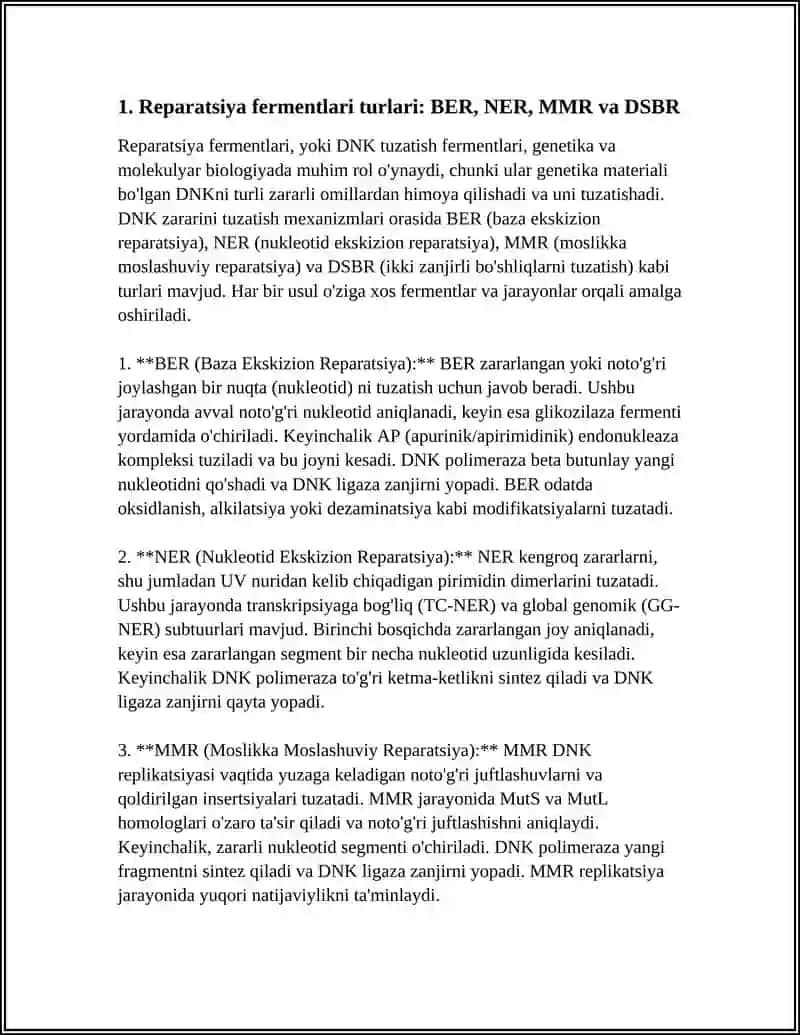 REPARATSIYA FERMENTLARI FAOLIYATINING XILMA-XILLIGI.BIORITM,GOMEOSTAZ,REGERENERATSIYA 3