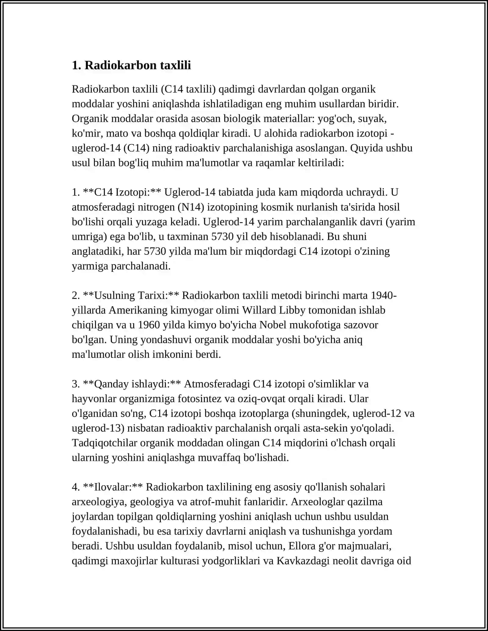 ARXEOLOGIYADA DAVRLASHTIRISHNING RADIAKTIV USLUBI 3