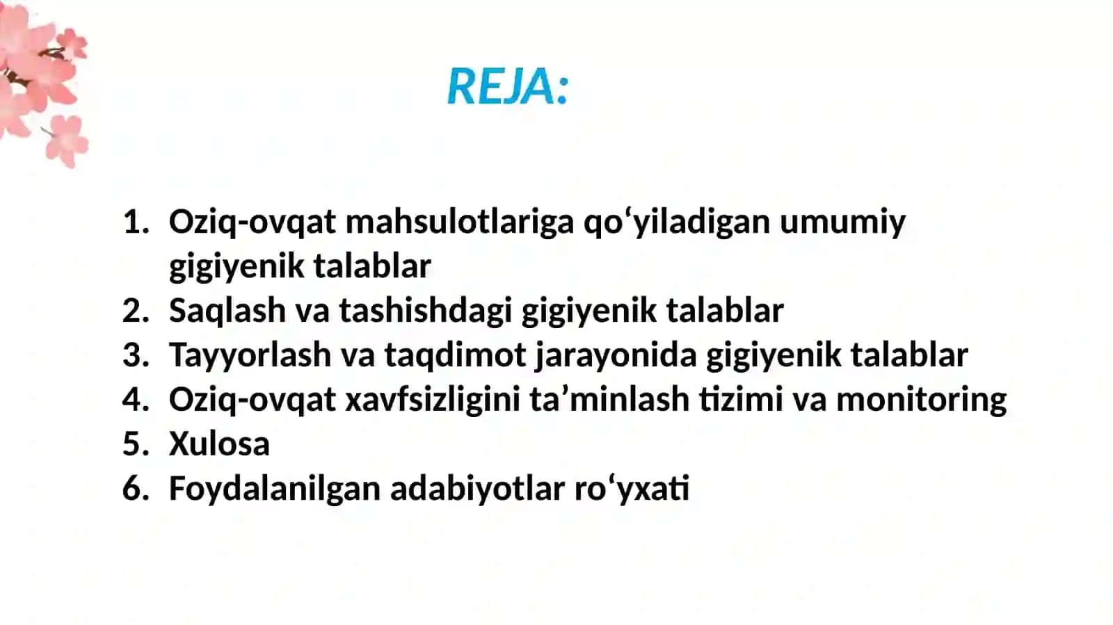 OZIQ-OVQAT MAHSULOTLARIGA QOʼYILADIGAN GIGIENIK TALABLAR 3