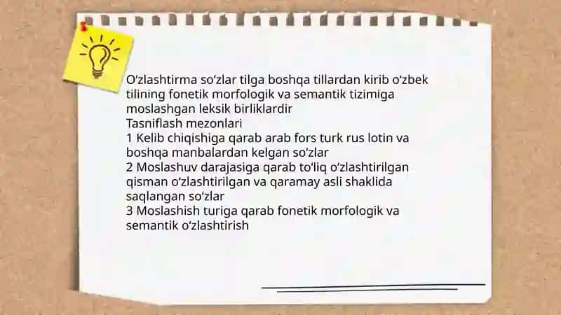 Oʻzlashtirma soʻzlar. Baynalminal so'zlar, neologizmlar, internatsional soʻzlar 3