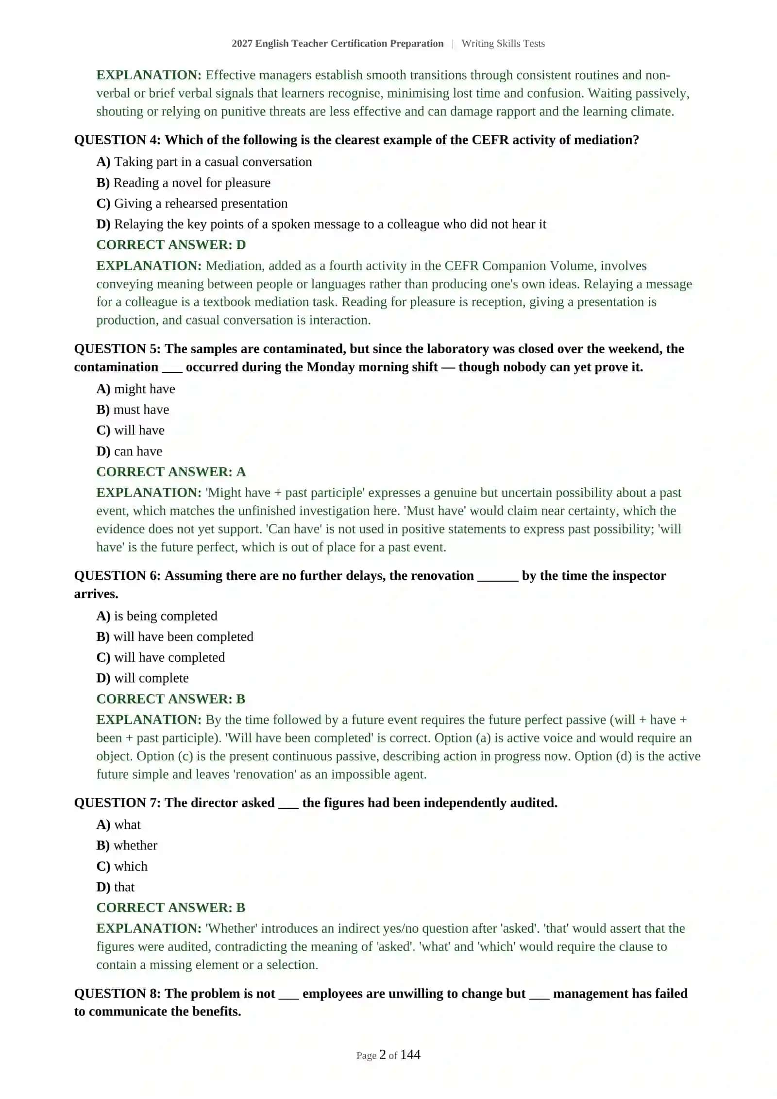 2027 English Teacher Certification Preparation | Writing Skills Tests 3