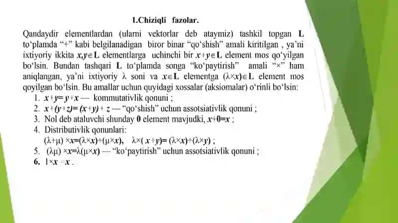 CHIZIQLI FAZO VA CHIZIQLI OPERATORLAR 3