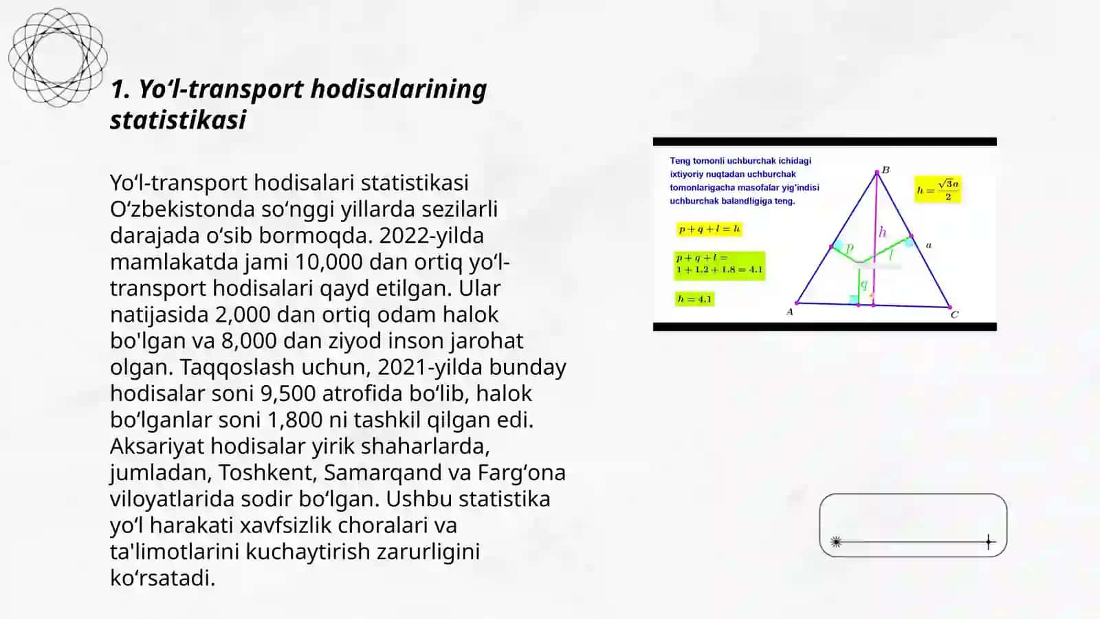 Yoʻl transport hodisalari va ularning koʻrsatkichlari 3