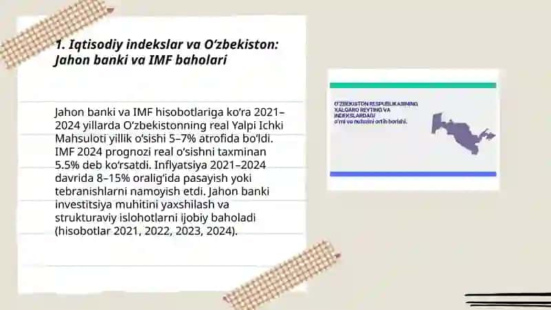 Oʻzbekiston Respublikasining xalqaro reyting va indekslardagi oʻrni va nufuzining ortib borishi 3