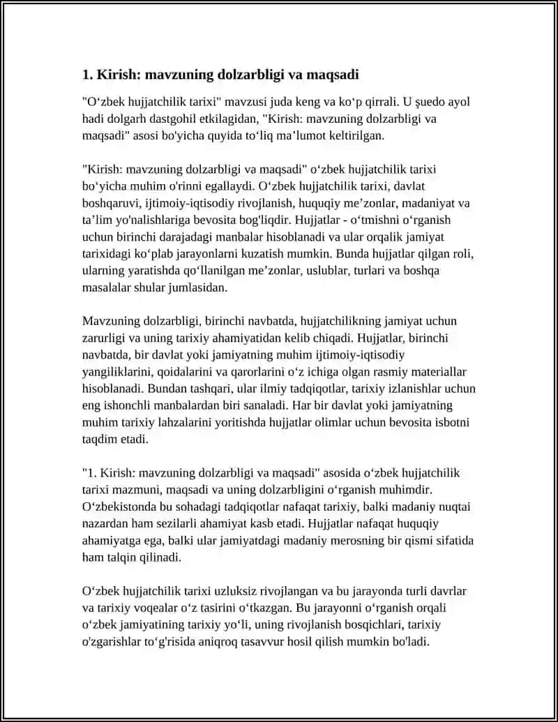 OʻZBEK HUJJATCHILIK TARIXI HAQIDA REJASI 3