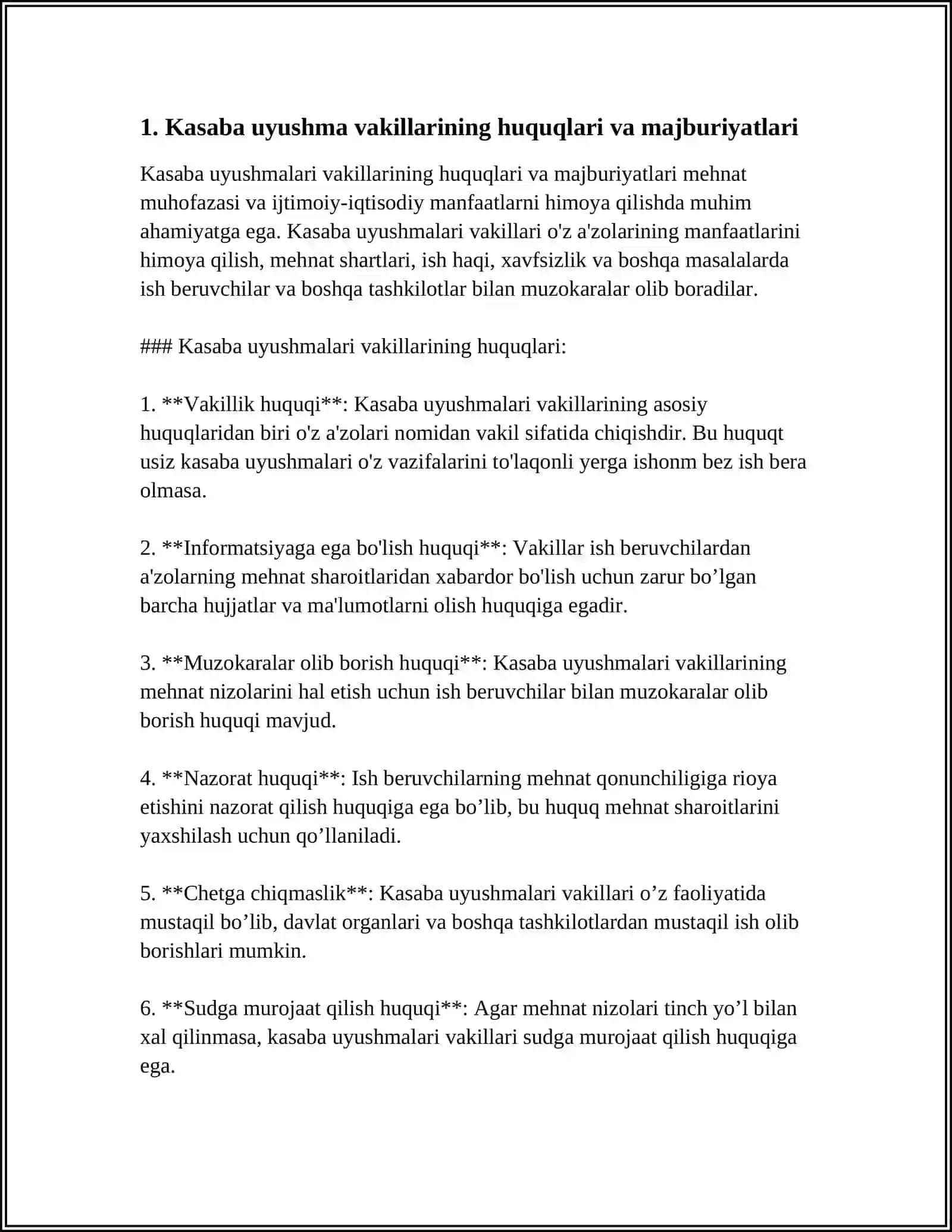 KASABA UYUSHMA VAKILLARINING HUQUQLARI VA MAJBURIYATLARI 3