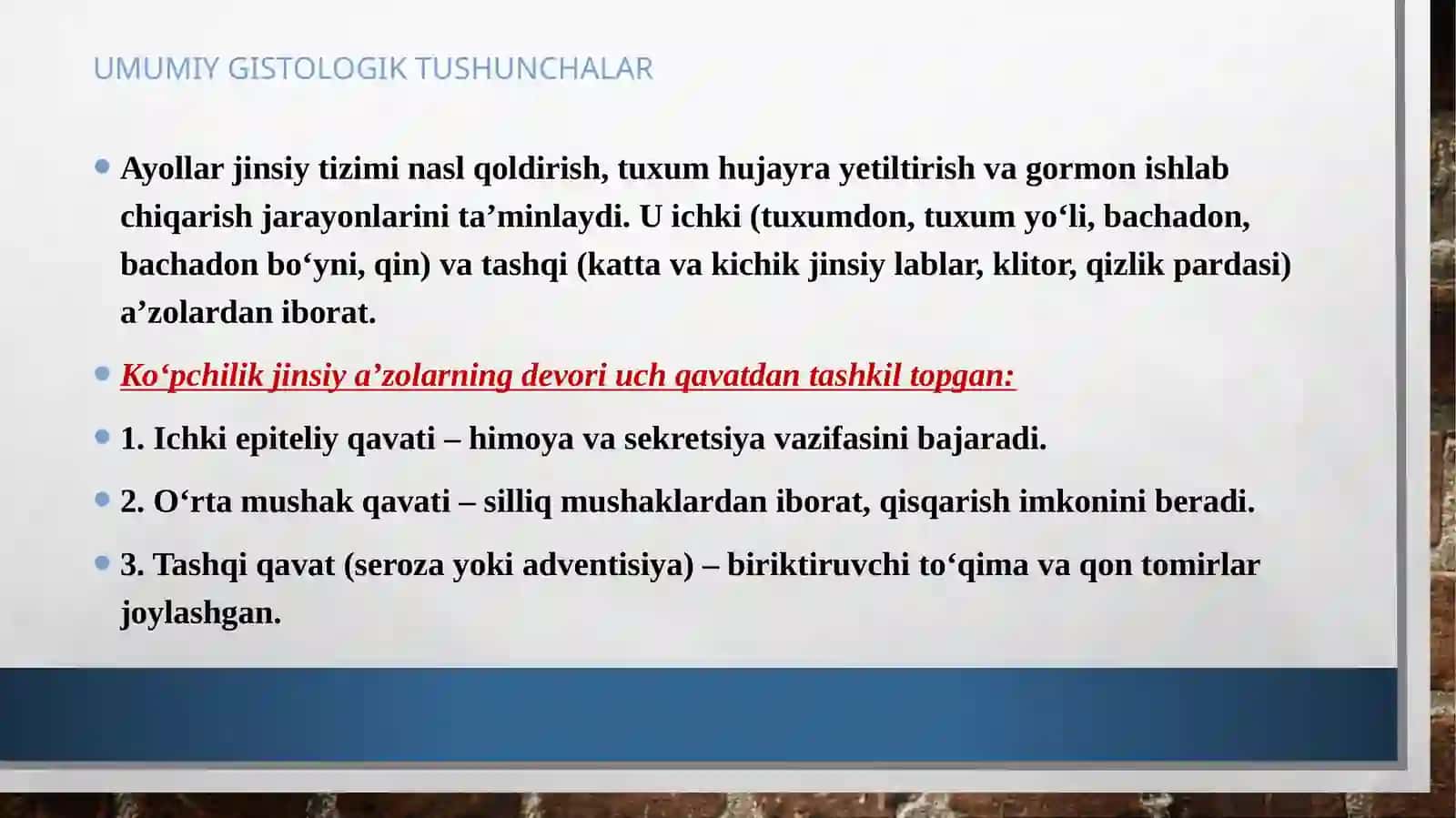 Gistologiya, sitologiya, embriologiya fanidan tayyorlangan mustaqil ishi 3
