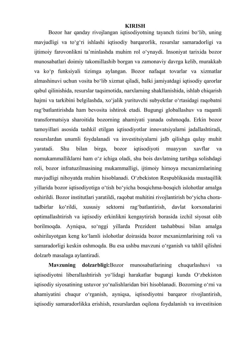 BOZOR UNING IQTISODIY MUNOSABATLARDAGI O’RNI VA AHAMIYATI 3