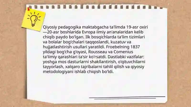 Maktabgacha ta'limda Qiyosiy pedagogika FANING taraqqiyot bosqichlari 3