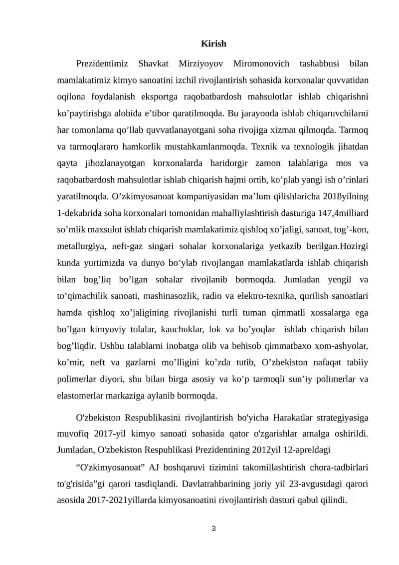 Xlorgidrinli usul yordamida propilen oksid ishlab chiqarish texnologiyasidagi reaktorni hisoblash. 3