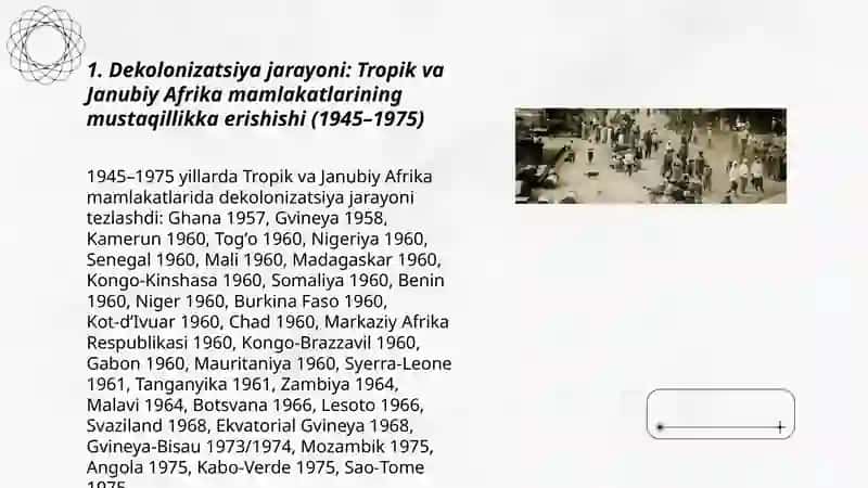 Tropik va Janubiy Afrika mamlakatlari ikkinchi jahon urushidan keyingi yillarda 3