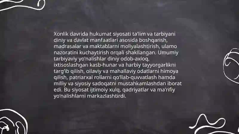 Xonlik davridagi ijtimoiy siyosiy muhitning tarbiyaga tasiri 3