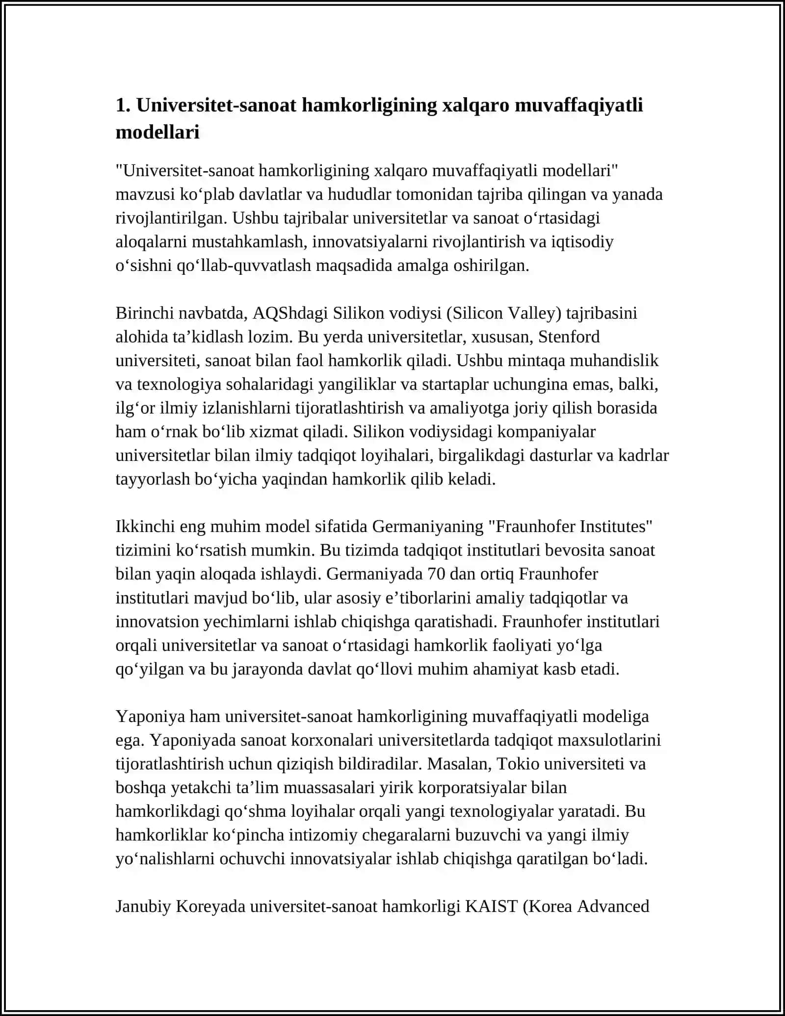 Universitet-sanoat hamkorligining xalqaro muvaffaqiyatli modellari 3