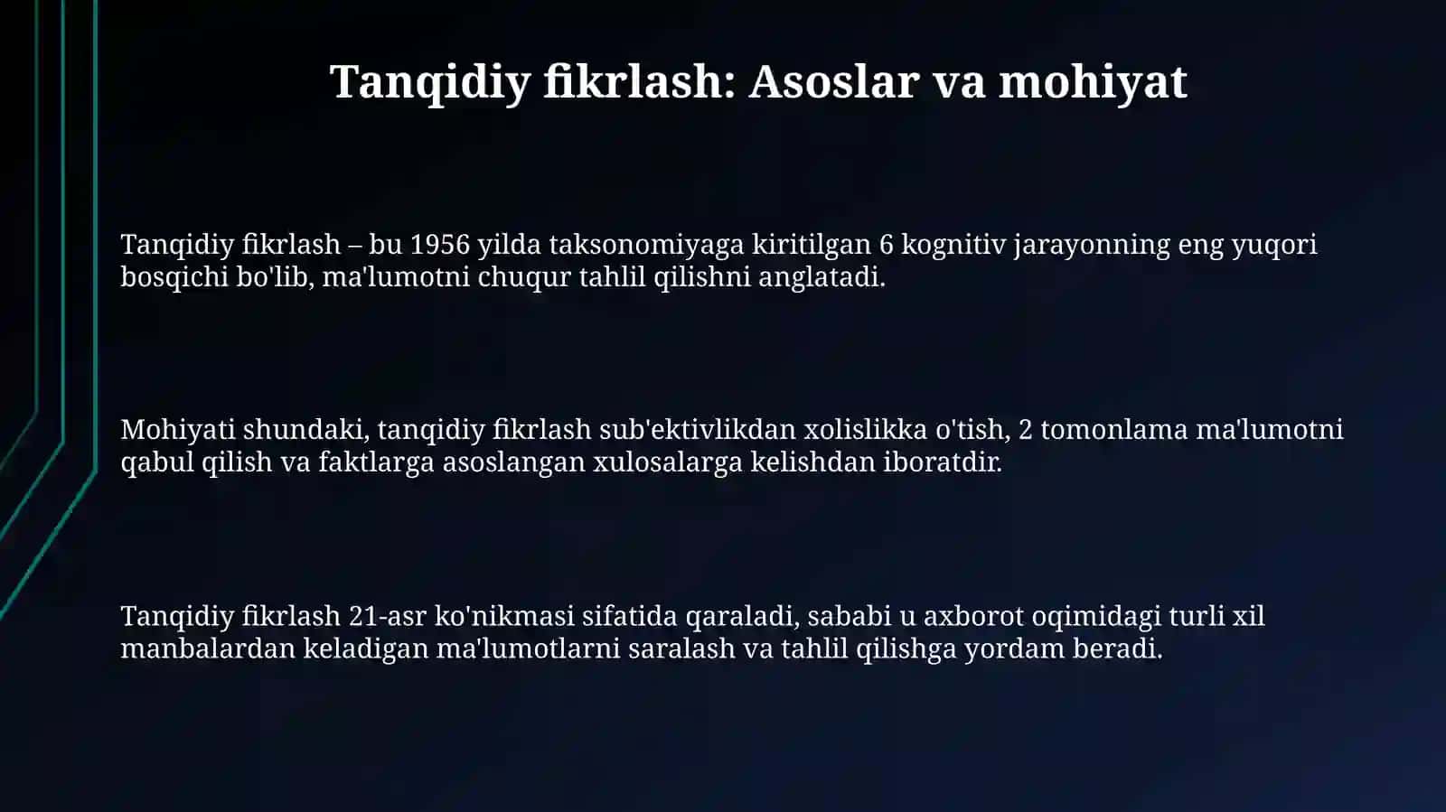 Tanqidiy fikrlash 3