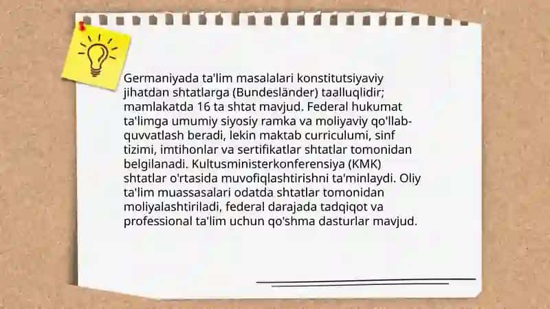 Germanyada ta'lim tarbiya jarayonlarining o'ziga xos xususiyatlari 3