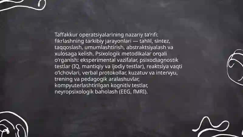 Taffakkur operatsiyalarining psixologik metodikalar orqali òrganish 3