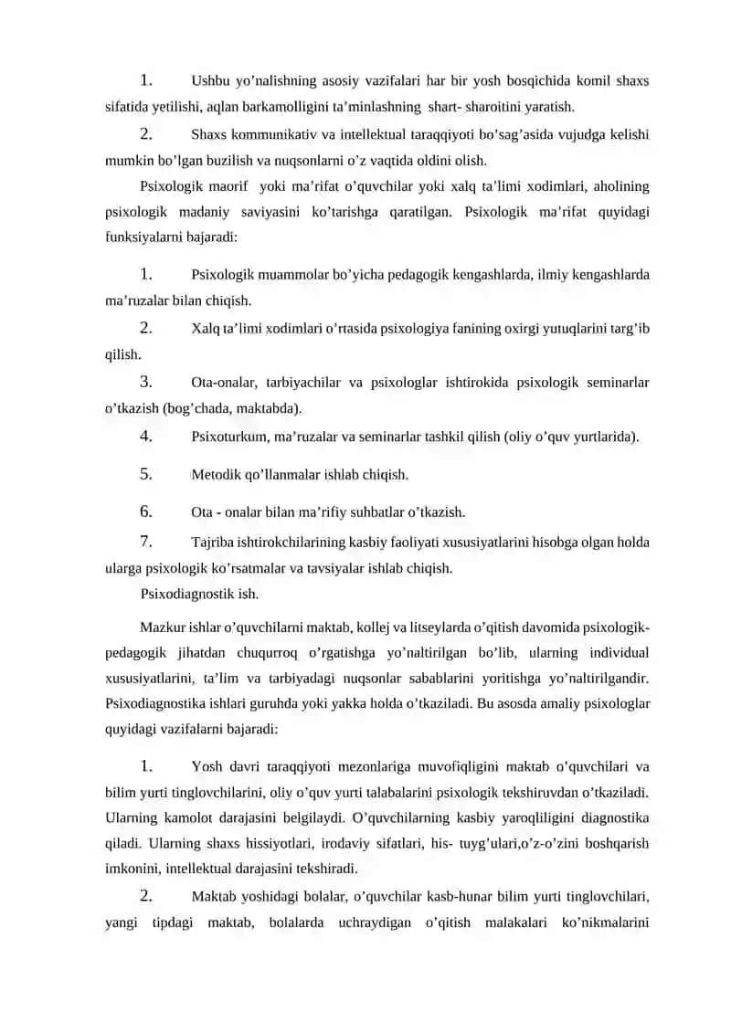 TA’LIMDA AMALIY PSIXOLOGNING ETIK NORMA VA KOIDALARI.PSIXOLOGIK XIZMATNING NORMATIV VA IShChI XUJJATLARI 3