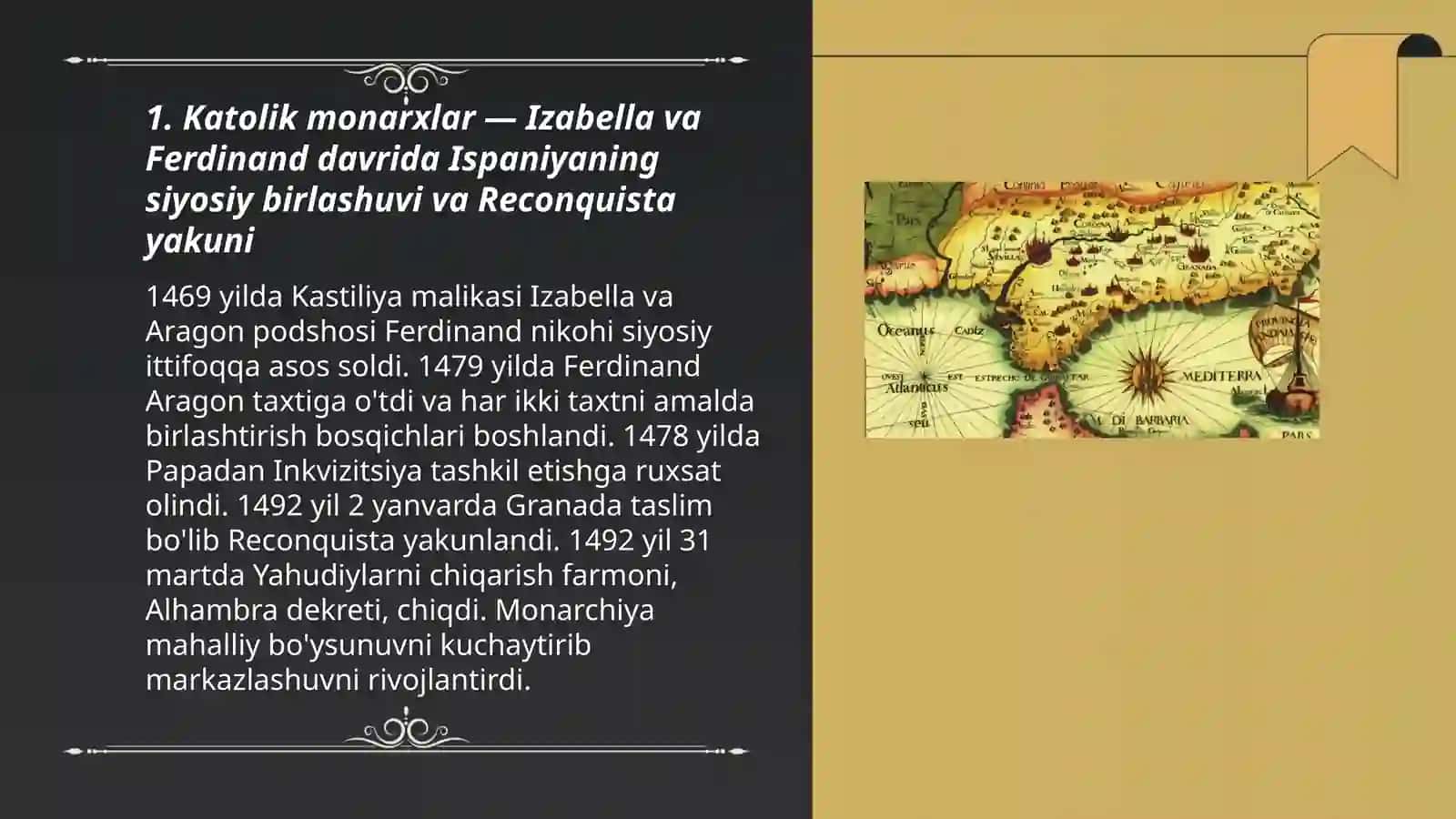 Ispanyaning yangi davirda tarixiy taraqqiyotning asosiy vaqyalari va jarayonlari 3