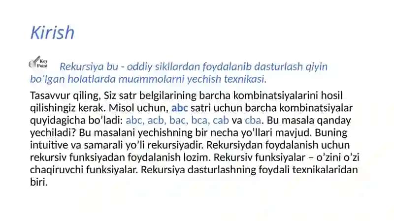 Rekursivfunksiyalar bilan ishlash 3