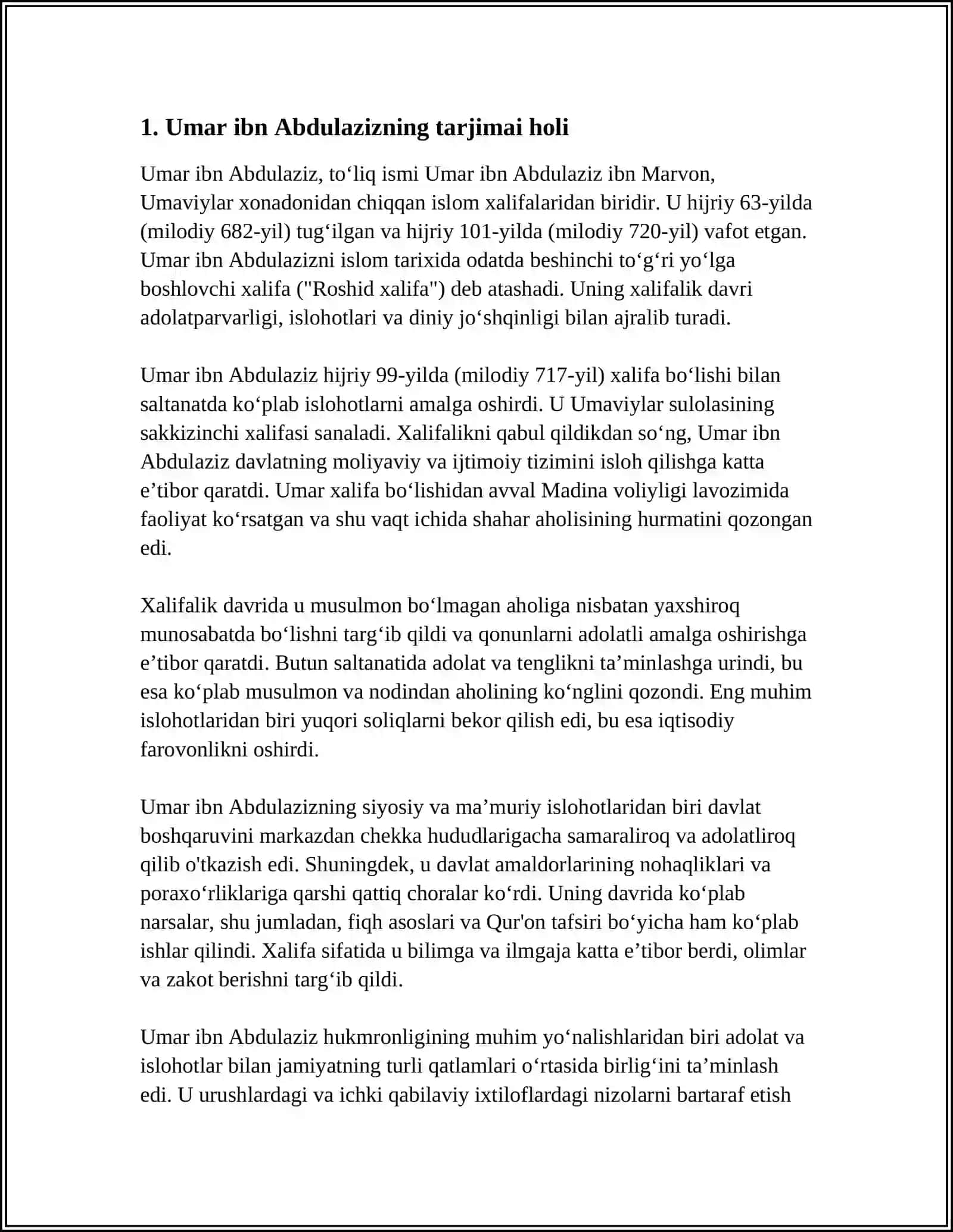 UMAR IBN ABDULAZIZ VA ULARNING XALIFALIK DAVRLARI 3